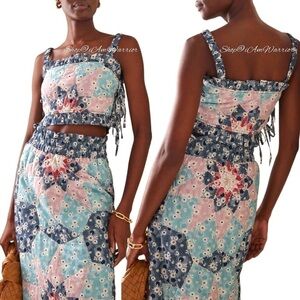 Sea NY NWT quilted floral crop top & matching a-line midi skirt *shop@iamwarrior